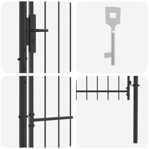 VidaXL Brama ogrodowa Z blokadą Szary 100 x 150 cm Stal