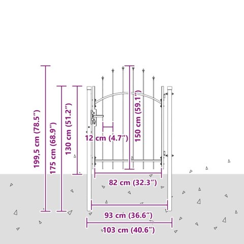 VidaXL Brama ogrodowa Z blokadą Szary 100 x 150 cm Stal