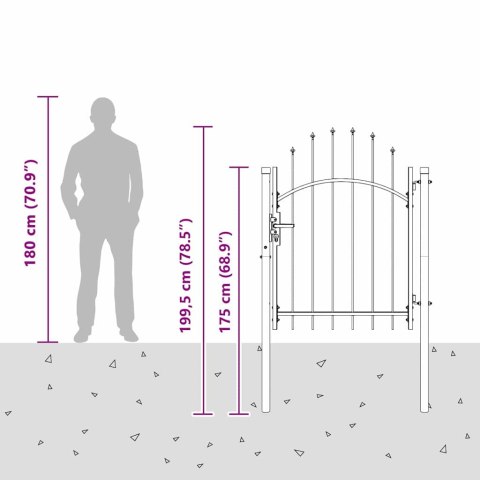 VidaXL Brama ogrodowa Z blokadą Szary 100 x 150 cm Stal