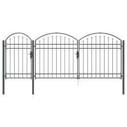 VidaXL Brama ogrodowa z łukowym szczytem Szary 400 x 100 cm Stal