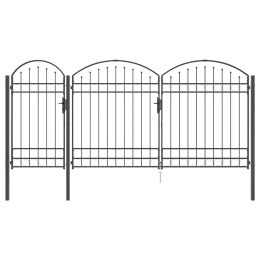 VidaXL Brama ogrodowa z łukowym szczytem Szary 400 x 125 cm Stal