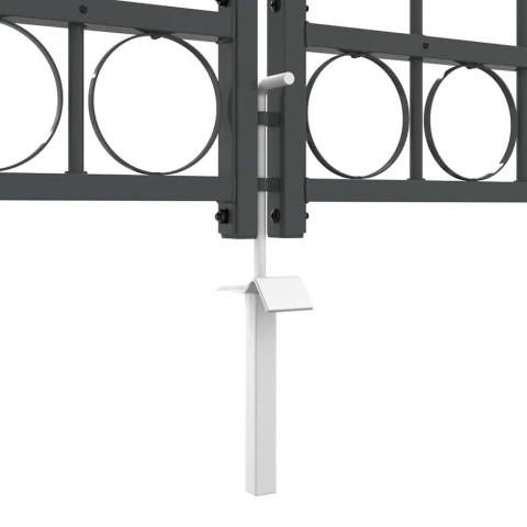 VidaXL Brama ogrodowa z łukowym szczytem Szary 400 x 125 cm Stal