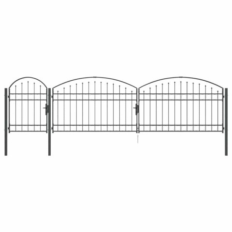 VidaXL Brama ogrodowa z łukowym szczytem Szary 500 x 75 cm Stal