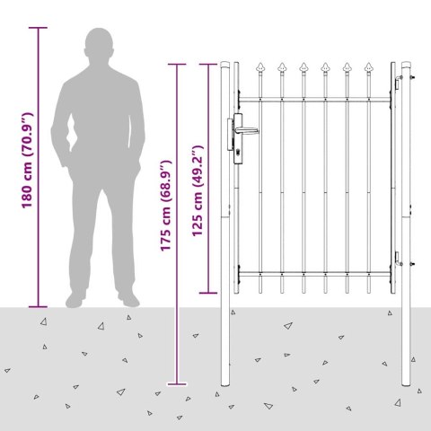 VidaXL Brama ogrodzeniowa Szary 100 x 120 cm Stal Pokryta Proskiem