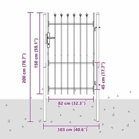 VidaXL Brama ogrodzeniowa Szary 100 x 150 cm Stal Pokryta Proskiem