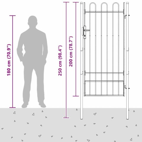 VidaXL Brama ogrodzeniowa Szary 100 x 200 cm Stal Pokryta Proskiem