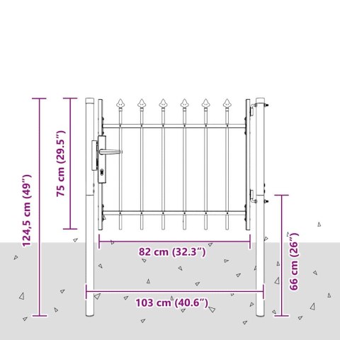 BRAMA OGRODZENIOWA SZARY 100X75CM STAL POKRYTA PROSKIEM