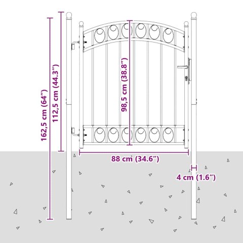 BRAMA OGRODZENIOWA SZARY 125X100CM STAL MALOWANA PROSZKOWO