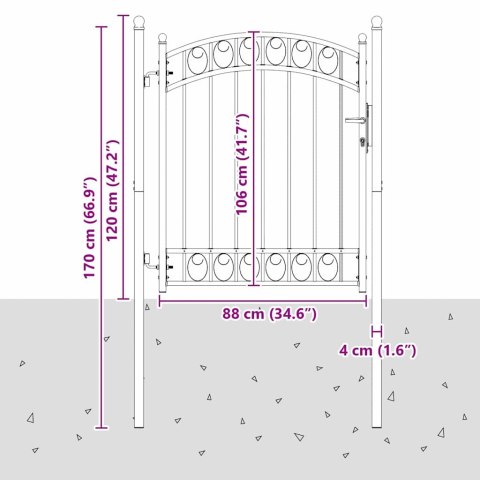 VidaXL Brama ogrodzeniowa Szary 150 x 100 cm Stal Malowana Proszkowo