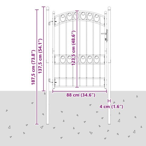 VidaXL Brama ogrodzeniowa Szary 170 x 100 cm Stal Malowana Proszkowo