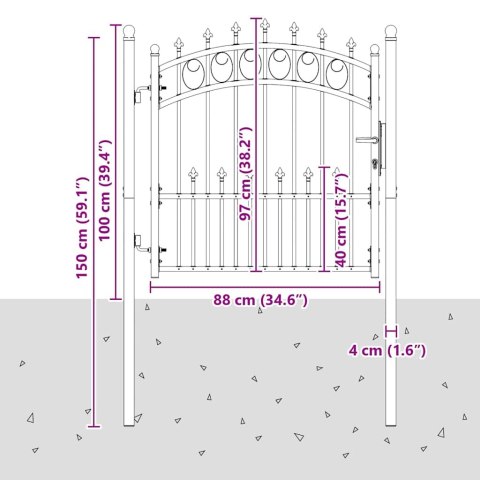 BRAMA OGRODZENIOWA Z KOLCAMI SZARY 100X100CM