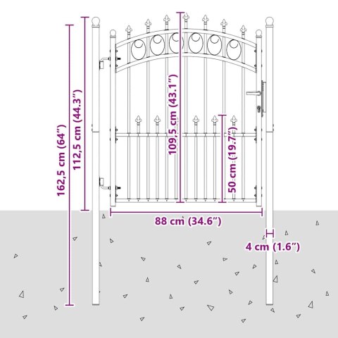 BRAMA OGRODZENIOWA Z KOLCAMI SZARY 125X100CM