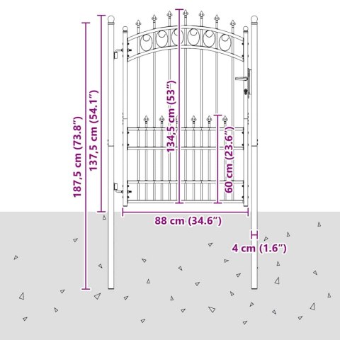 BRAMA OGRODZENIOWA Z KOLCAMI SZARY 170X100CM
