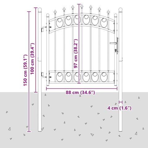 BRAMA OGRODZENIOWA Z KOLCAMI Z BLOKADĄ SZARY 100X100CM