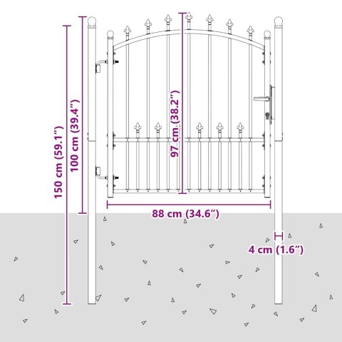 BRAMA OGRODZENIOWA Z KOLCAMI Z BLOKADĄ SZARY 100X100CM