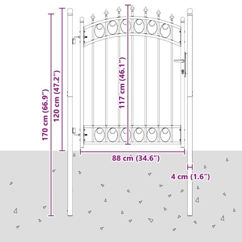 BRAMA OGRODZENIOWA Z KOLCAMI Z BLOKADĄ SZARY 150X100CM