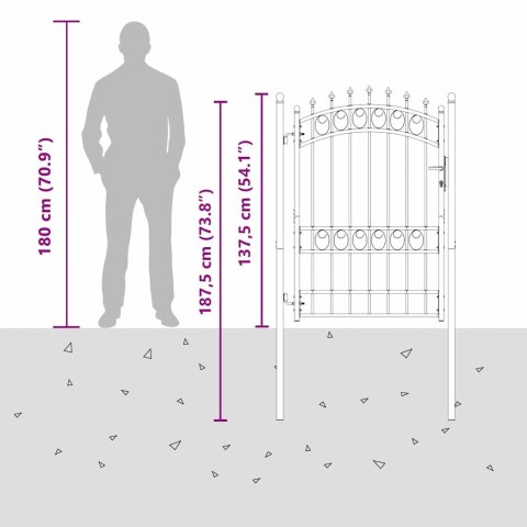 VidaXL Brama ogrodzeniowa z kolcami Z blokadą Szary 170 x 100 cm