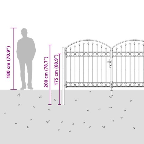 BRAMKA OGRODZENIOWA Z BLOKADĄ SZARY 300X150CM STAL
