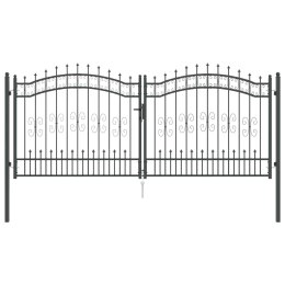 BRAMKA OGRODZENIOWA Z OSTRYM SZCZYTEM SZARY 305X125CM STAL