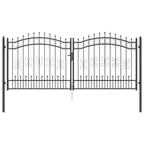 BRAMKA OGRODZENIOWA Z OSTRYM SZCZYTEM SZARY 305X125CM STAL