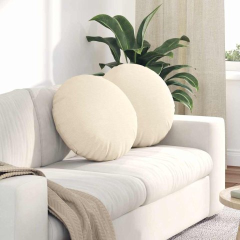 PODUSZKI NA SIEDZISKA 2 SZT. KREMOWY Ø 50CM TKANINA SZTRUKSOWA