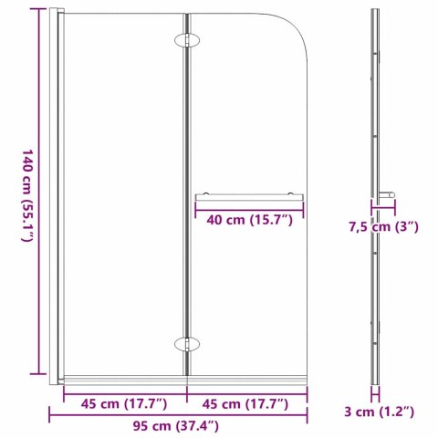 ŚCIANKA OSŁONA PRYSZNICOWA CZARNA 120X140CM SZKŁO ESG I ALUMINIUM