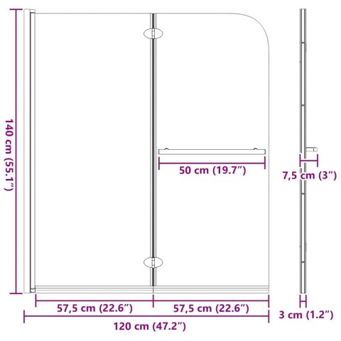 ŚCIANKA OSŁONA PRYSZNICOWA CZARNA 95X140CM SZKŁO ESG I ALUMINIUM