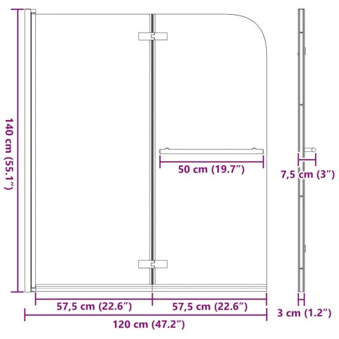 OSŁONA PRYSZNICOWA ZŁOTA 120X140CM SZKŁO ESG I ALUMINIUM