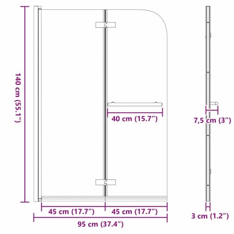 OSŁONA PRYSZNICOWA ZŁOTY 95X140CM SZKŁO ESG I ALUMINIUM