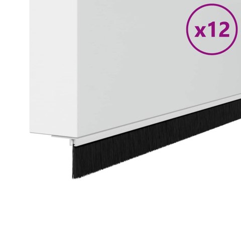 VidaXL Szczotki uszczelniające do drzwi samoprzylepne 12 pcs Biały