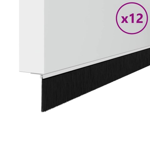VidaXL Szczotki uszczelniające do drzwi samoprzylepne 12 pcs Biały