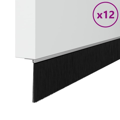 VidaXL Szczotki uszczelniające do drzwi samoprzylepne 12 pcs Srebrny