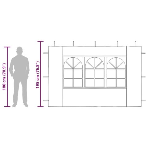 ŚCIANKI BOCZNE DO NAMIOTU 2SZT Z OKNEM PE ANTRACYTOWE