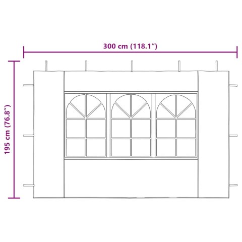 ŚCIANKI BOCZNE Z OKNEM DO NAMIOTU OGRODOWEGO 2 SZT PE BIAŁE