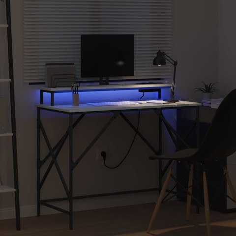 BIURKO ZE OŚWIETLENIEM LED SZARY DĄB SONOMA 100X50X86.5CM