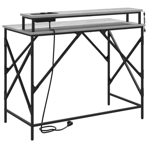 BIURKO ZE OŚWIETLENIEM LED SZARY DĄB SONOMA 100X50X86.5CM