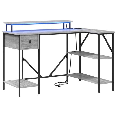 BIURKO ZE LED LIGHTS SZARY DĄB SONOMA 120X79X86.5CM