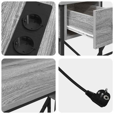 BIURKO ZE LED LIGHTS SZARY DĄB SONOMA 120X79X86.5CM