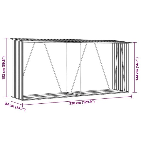 WIATA NA DREWNO STAL GALWANIZOWANA 330X84X152CM SZARA