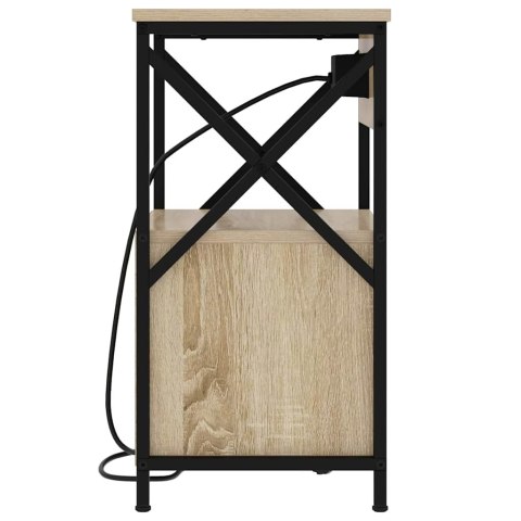 NOCNA SZAFKA Z STACJĄ ŁADUJĄCĄ 2 SZT. DĄB SONOMA 40X31X60CM