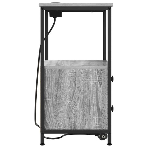 NOCNA SZAFKA Z STACJĄ ŁADUJĄCĄ 2 SZT. SZARY DĄB SONOMA