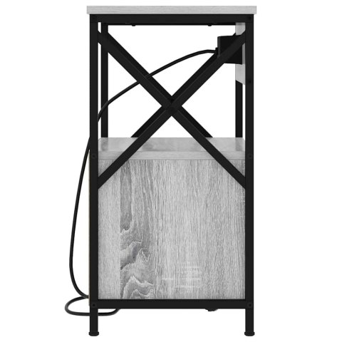 NOCNA SZAFKA Z STACJĄ ŁADUJĄCĄ 2 SZT. SZARY DĄB SONOMA