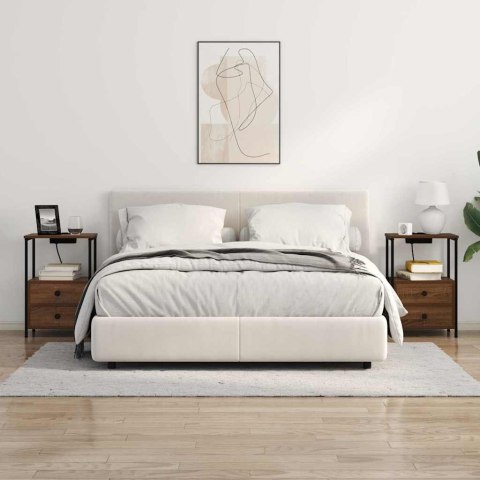 NOCNA SZAFKA Z STACJĄ ŁADUJĄCĄ Z SZUFLADĄ 2 SZT. BRĄZOWY DĄB