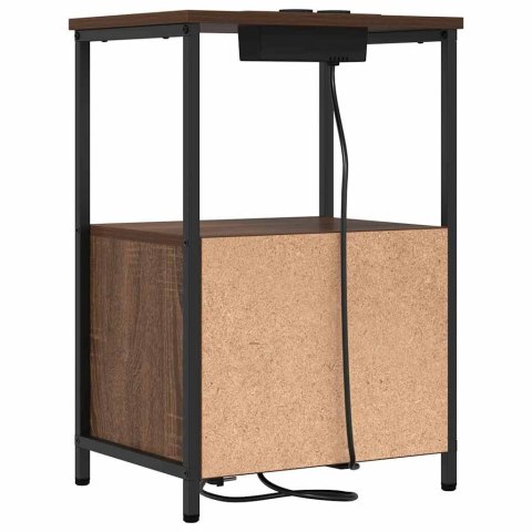 NOCNA SZAFKA Z STACJĄ ŁADUJĄCĄ Z SZUFLADĄ 2 SZT. BRĄZOWY DĄB