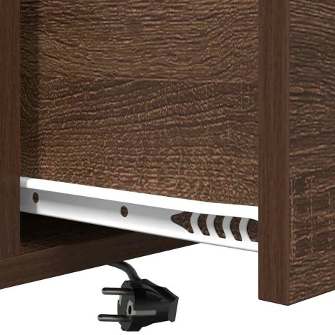 NOCNA SZAFKA Z STACJĄ ŁADUJĄCĄ Z SZUFLADĄ 2 SZT. BRĄZOWY DĄB