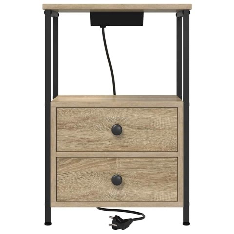 NOCNA SZAFKA Z STACJĄ ŁADUJĄCĄ Z SZUFLADĄ 2 SZT. DĄB SONOMA