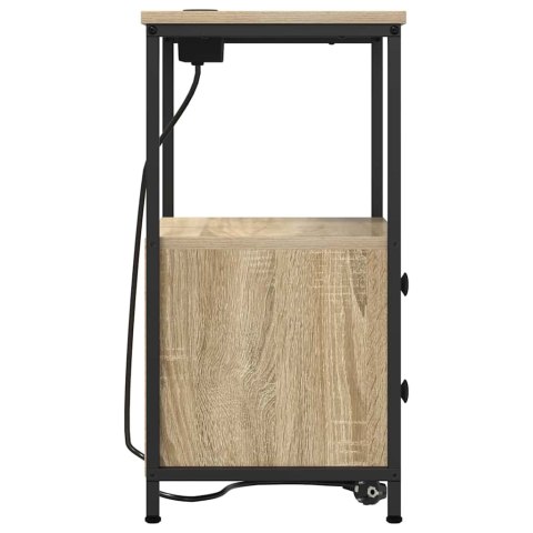 NOCNA SZAFKA Z STACJĄ ŁADUJĄCĄ Z SZUFLADĄ 2 SZT. DĄB SONOMA