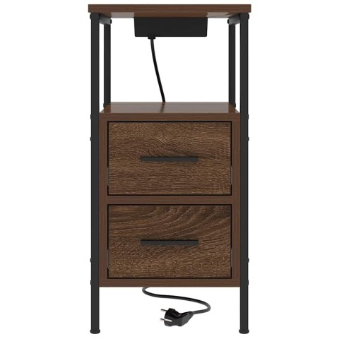 STOLIK NOCNY Z SZUFLADĄ 2 SZT. BRĄZOWY DĄB 30X48X61CM