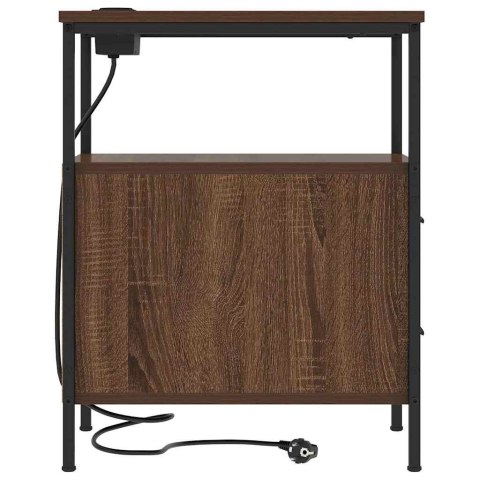 STOLIK NOCNY Z SZUFLADĄ 2 SZT. BRĄZOWY DĄB 30X48X61CM