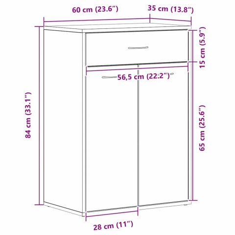 STOJAK NA BUTY Z SZUFLADĄ Z PÓŁKĄ CZARNY DĄB 60X35X84CM
